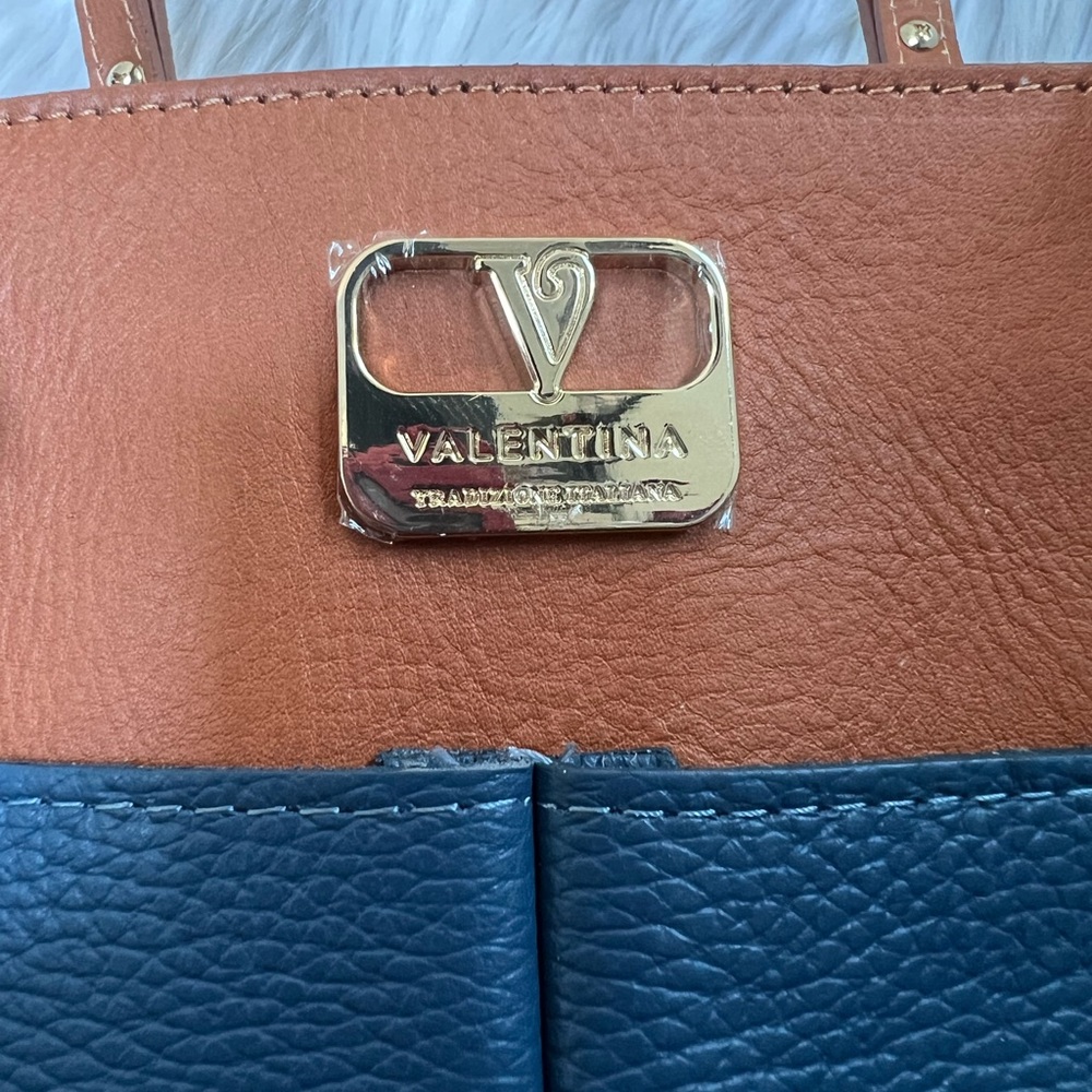 NWT VALENTINA TOP ZIP TOTE SATCHEL HANDBAG ITALIAN LEATHER - Picture 2 of 13